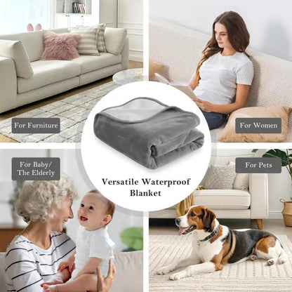 Waterproof Reversible Blanket – Water-Resistant Leakproof Bed & Sofa Cover for Adults, Elderly, and Pets