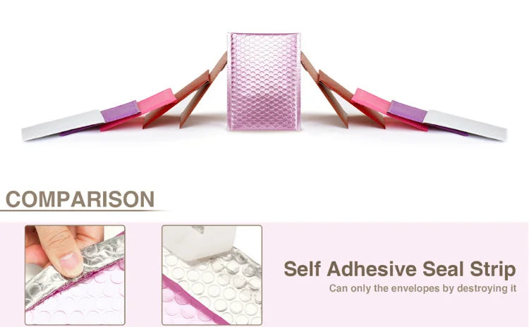 10PCS Rose Gold Metallic Bubble Mailers – Foil Padded Shipping Envelopes, Aluminized Gift Packaging Postal Bags