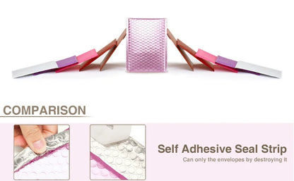 10PCS Rose Gold Metallic Bubble Mailers – Foil Padded Shipping Envelopes, Aluminized Gift Packaging Postal Bags