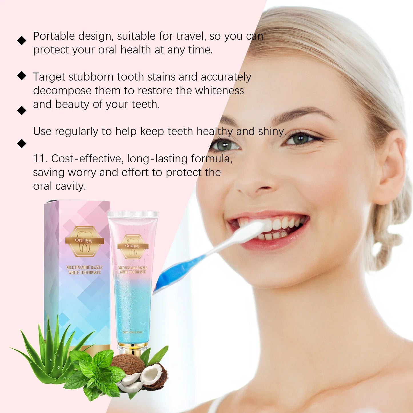 Niacinamide Whitening Toothpaste – Stain Removal, Plaque Reduction & Fresh Breath