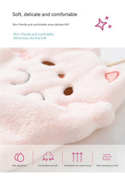 Cute Cartoon Tanuki Hanging Towel – Coral Velvet Absorbent Kitchen & Bathroom Towels, Thick Cloth