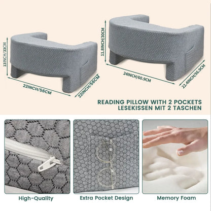 Soft Reading Pillow with Arm Rests - Lap Desk Cushion for Gaming, Working, Sitting on Floor or Sofa, with Washable Cover