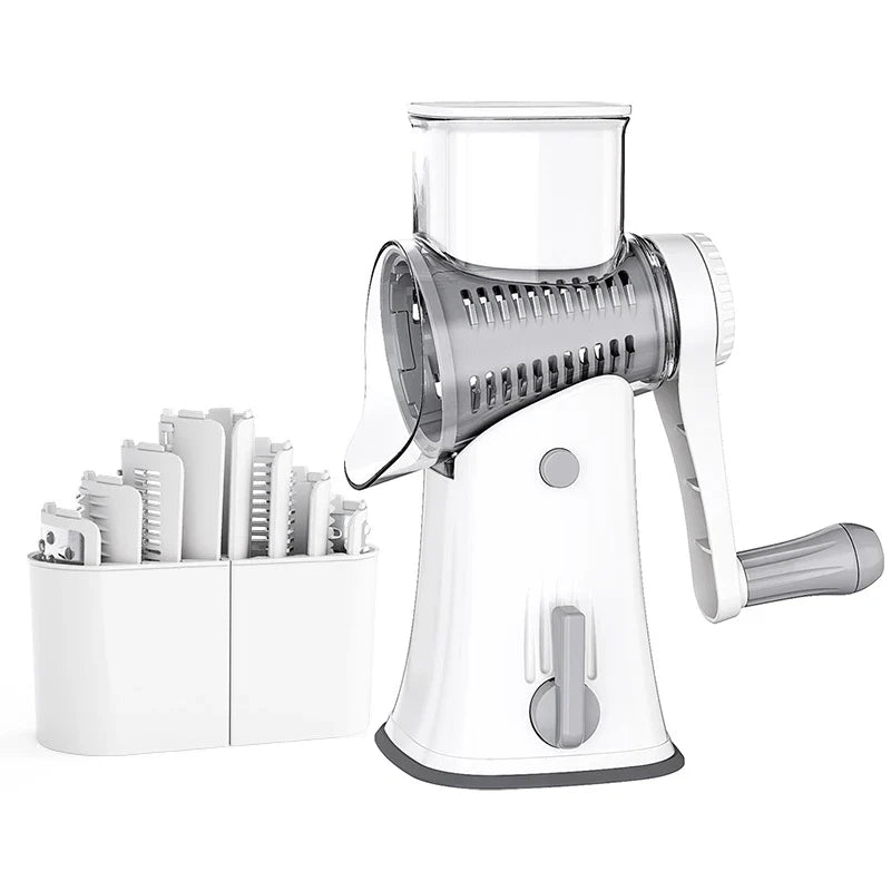 LMETJMA 5-in-1 Rotary Cheese Grater — Vegetable Mandoline, Julienne Slicer & Nut Chopper