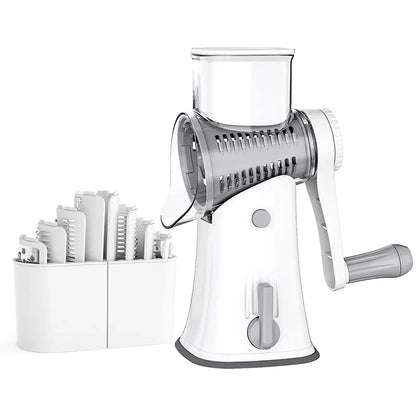 LMETJMA 5-in-1 Rotary Cheese Grater — Vegetable Mandoline, Julienne Slicer & Nut Chopper