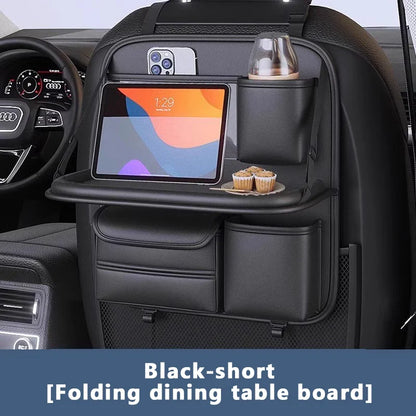 SEAMETAL 8 in 1 Car Seat Back Storage Bag – Foldable Tray, Waterproof & Wear-Resistant Organizer with Tissue & Cup Holder