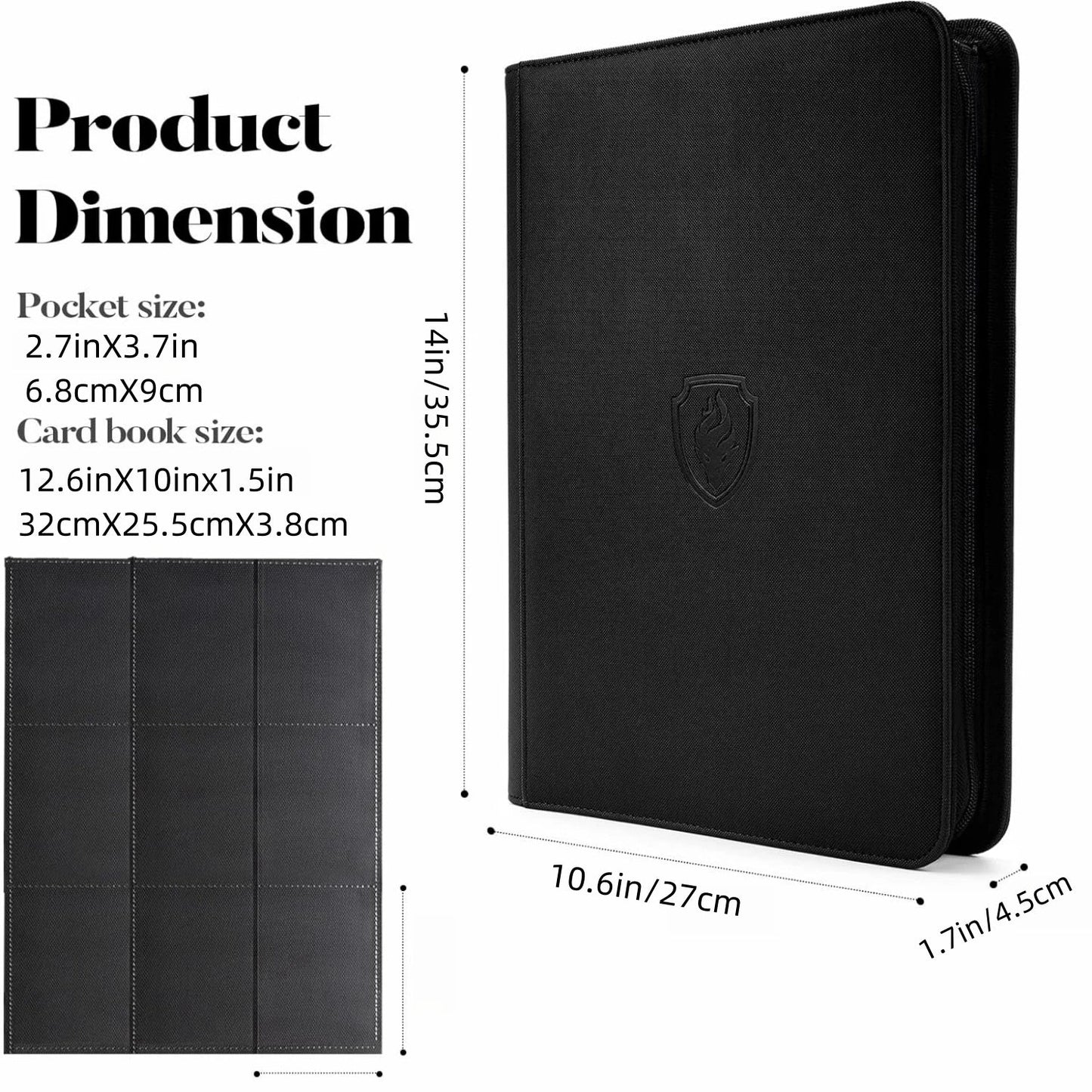 9-Pocket Zipper Card Binder - 360 Trading Card Holder Book, Premium PU Cover, Durable Side Loading Card Binder