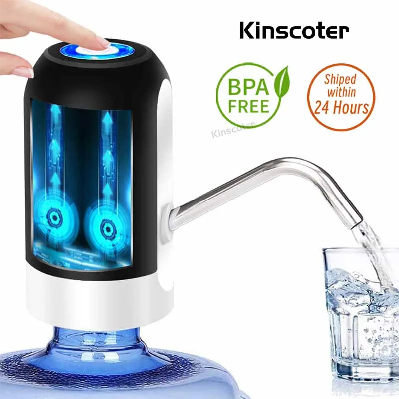 Portable Automatic Water Pump — USB Rechargeable Mini Electric Dispenser with Switch for 5-Gallon Bottles