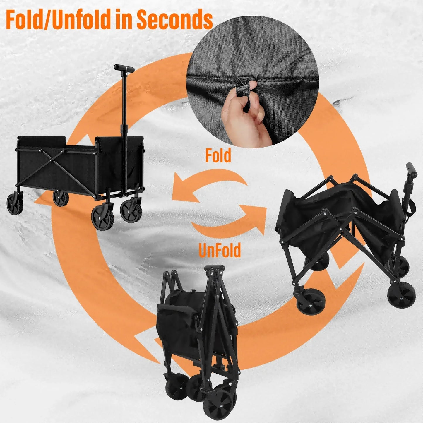 4-Wheel Foldable Garden Handcart – Heavy-Duty Portable Cargo Cart with One-Hand Carry & Easy Storage