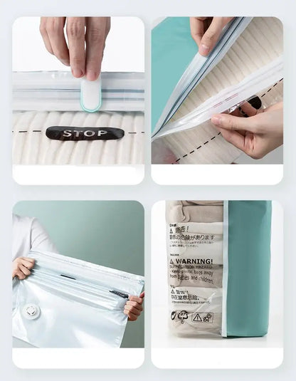 No-Pump Vacuum Storage Bags – Large Plastic Compression Bags for Clothes, Blankets & Travel Accessories