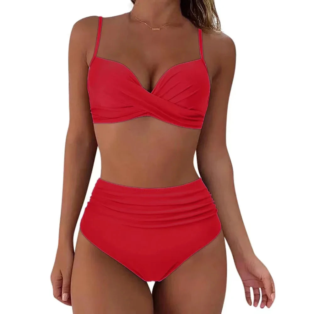 Vintage High Waist Bikini Set 2025 – Women’s Push-Up Printed Swimwear Summer Beach Bathing Suit