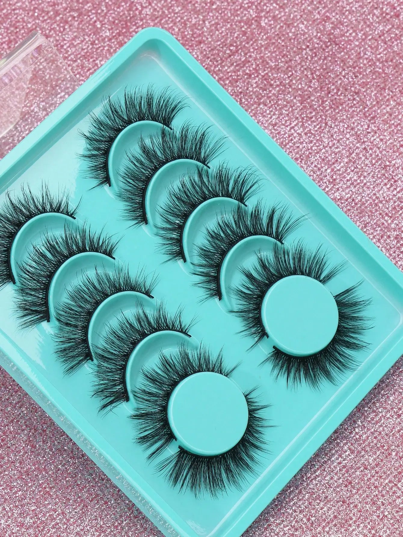 5 Pairs Cat Eye Faux Mink Eyelashes – Winged Long Natural Manga Style False Lashes Makeup Set