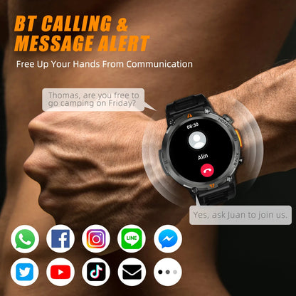 EIGIIS KE3 Smartwatch for Men – 3ATM Waterproof, Bluetooth Call, Health Monitor, Flashlight, 100+ Sports Modes