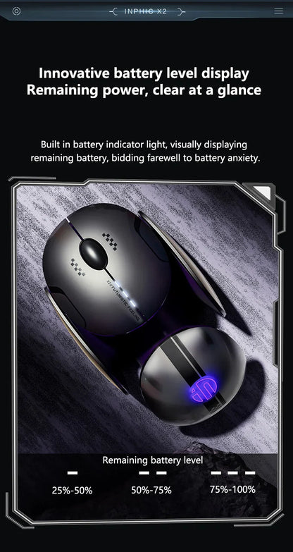 Inphic X2 Silent Bluetooth Mouse – Rechargeable Wireless Gaming & Office Mouse with Metal Base for Computer & Laptop