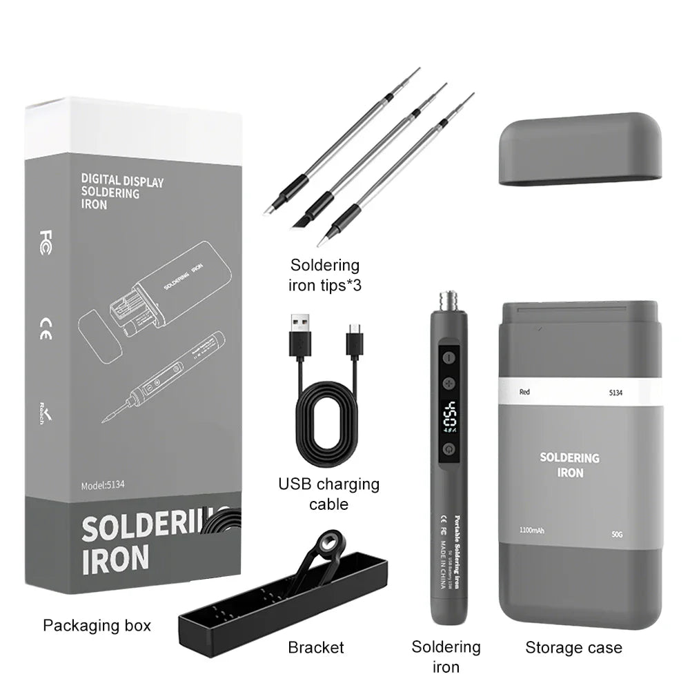 Portable Type-C Digital Soldering Iron Kit – 8-15W Fast Heating Adjustable Temperature Mini Repair Tool