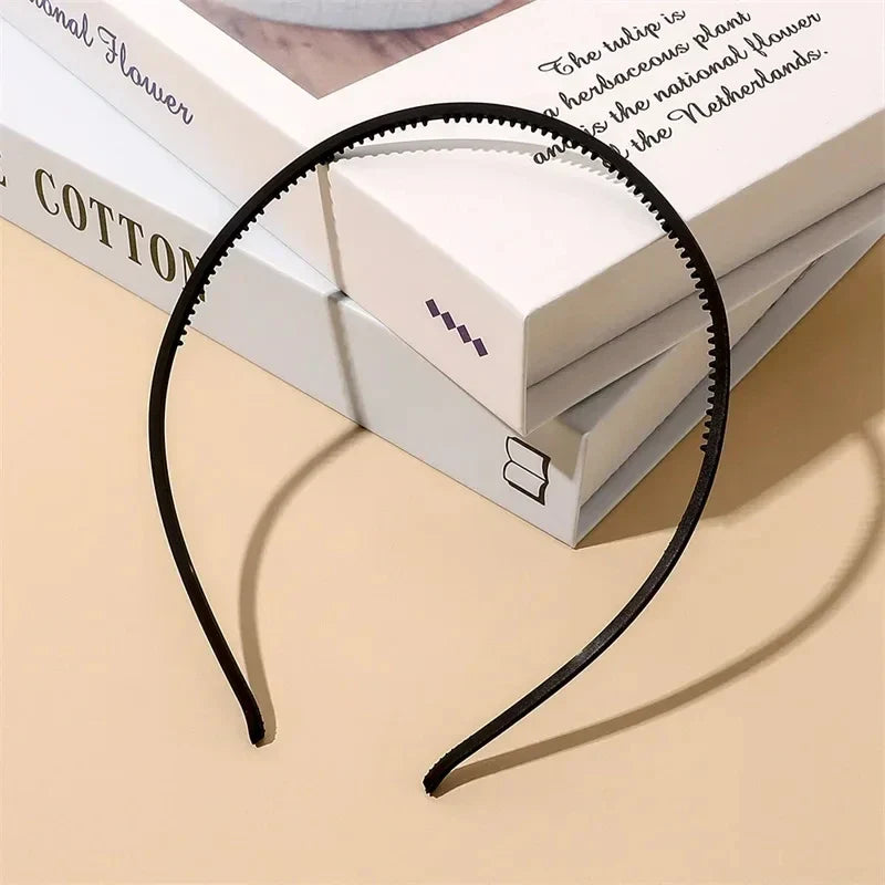 Elegant Non-Slip Toothed Hair Hoop – Thin Plastic Bezel Headband for Women & Girls