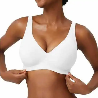 Women’s Pink Leopard Print Bra – Seamless Wire-Free Full Cup Underwear, Soft Support, Breathable Deep V Design