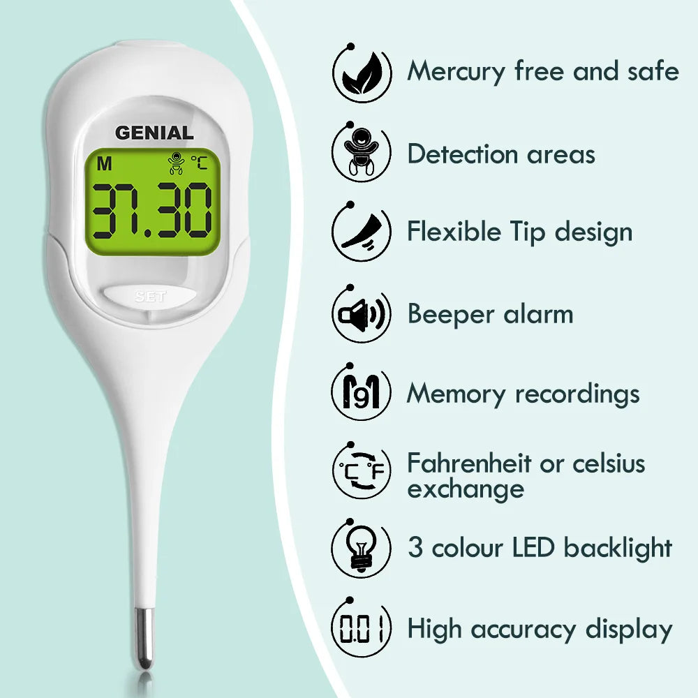 8-Sec Fast Digital Oral Thermometer – Accurate Fever Measurement for Adults, Kids, and Babies