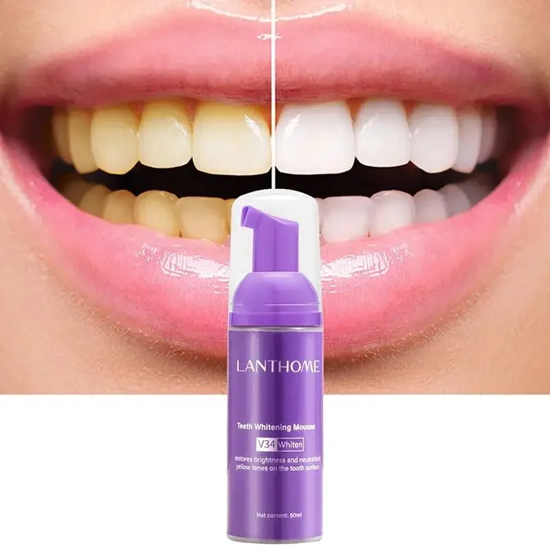 50ML V34 Purple Whitening Toothpaste – Brighten Teeth, Remove Stains & Foam Cleaning for Oral Care