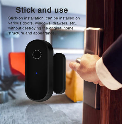 Tuya Smart Zigbee Door & Window Sensor – Black Open/Close Detector for Smart Home Security, Compatible with Smart Life App