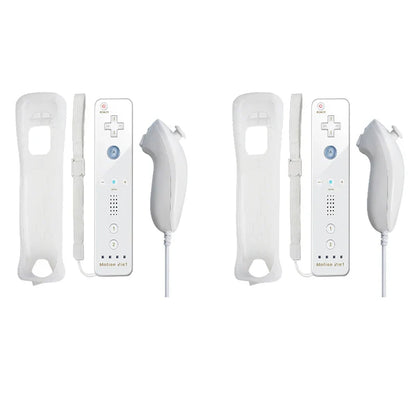 2-in-1 Nintendo Wii Controller Set | Wireless Remote Gamepad with Motion Plus Joystick & Silicone Case