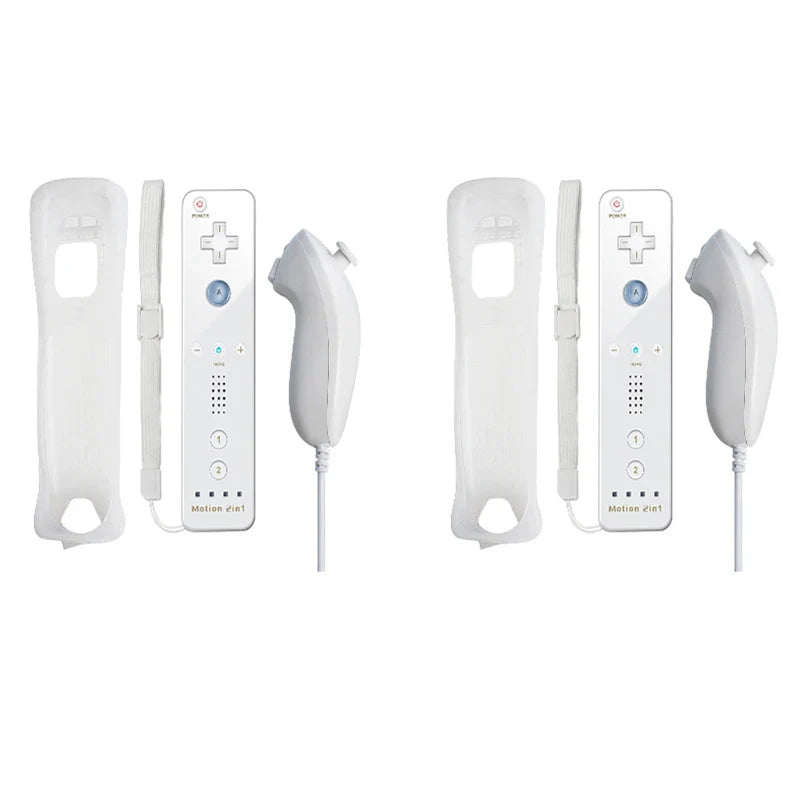 2-in-1 Nintendo Wii Controller Set — Wireless Motion Plus Gamepad with Silicone Case