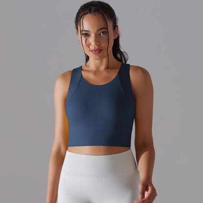 Women's Nylon Sports Bra – Elastic Yoga Crop Top, Stretch Gym Fitness Bra for Training & Activewear