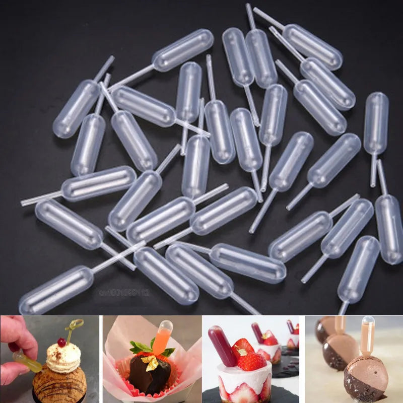 50PCS Mini Disposable Jam Dropper Pipettes - Perfect for Cupcakes, Sauces, Dessert Decorations - Easy Squeeze Transfer for Cake Decorating