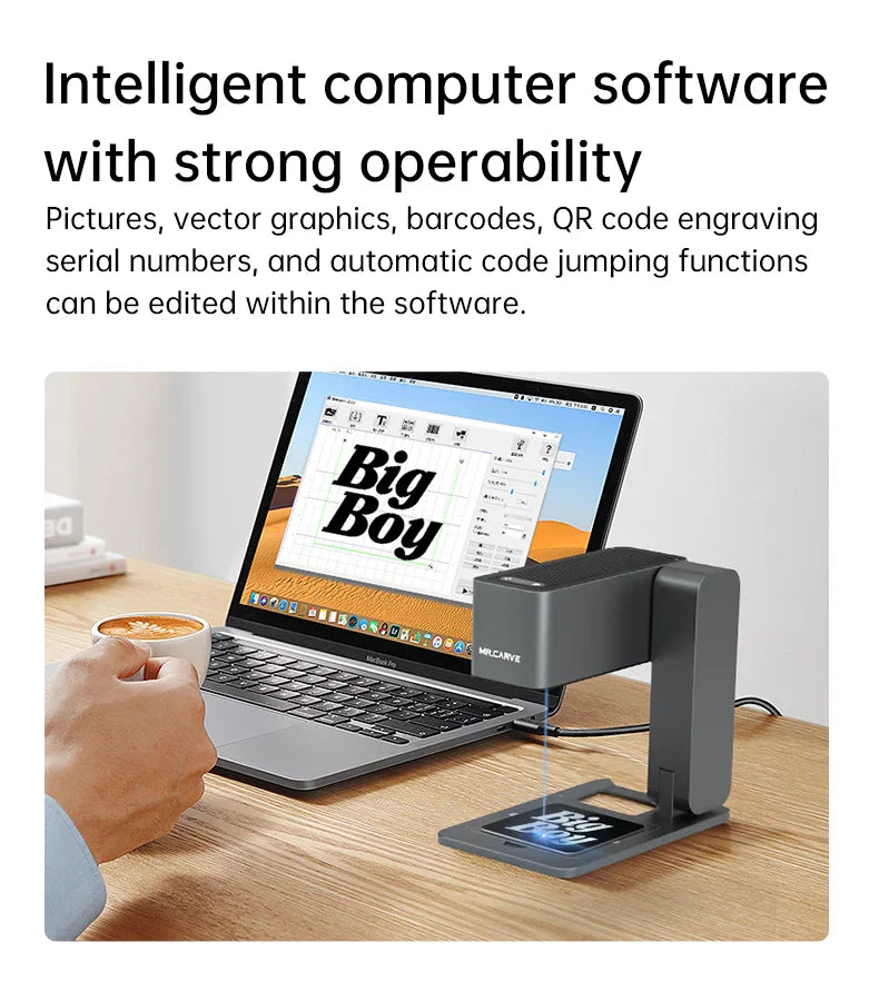 MR.CARVE C1 Portable Laser Engraver – Mobile APP Compatible for Windows & Mac, Engraves Wood, Plastic, Metal & More