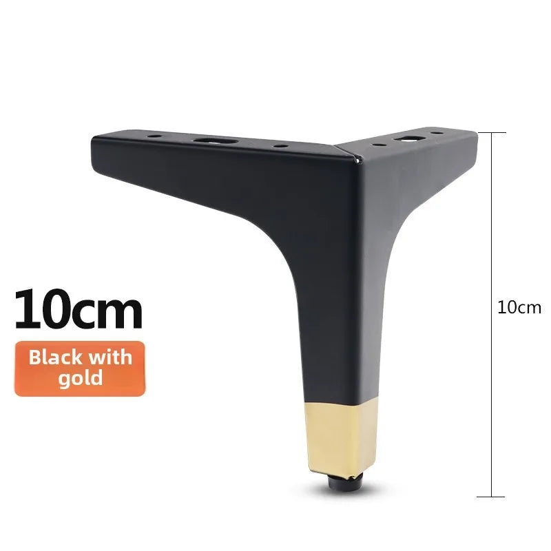 4Pcs Modern Metal Furniture Legs – Gold & Black Iron Sofa Feet for Table, Bed, Chair, Desk & Cabinet