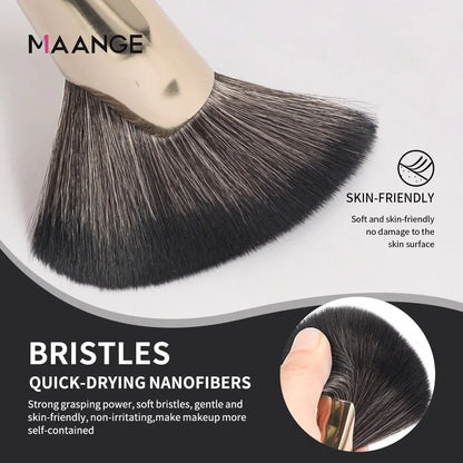 MAANGE Angled Blush & Bronzer Brush – Dense Premium Makeup Brush for Face Contouring & Highlighting, Ideal for Creams & Powders