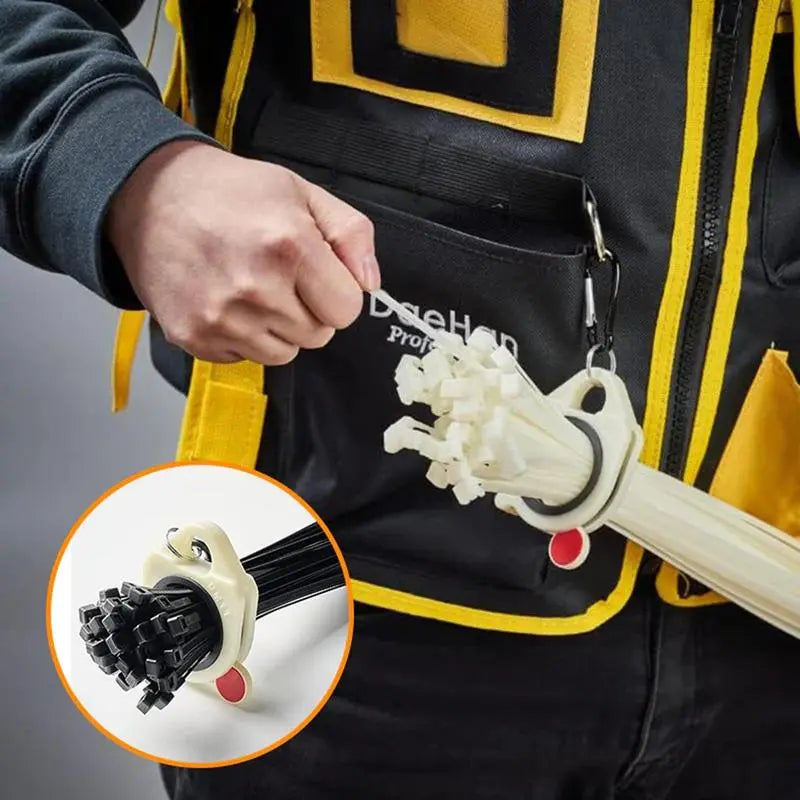 Automatic Zip Tie Organizer - ABS Holder and Keeper for Electrical Wire Ties, Indoor & Outdoor Storage Tool