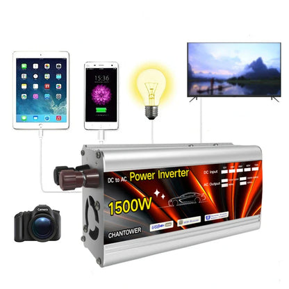 12V to 220V Solar Inverter — 500W/1000W/1500W/2000W Portable Voltage Converter & Car Power Charger