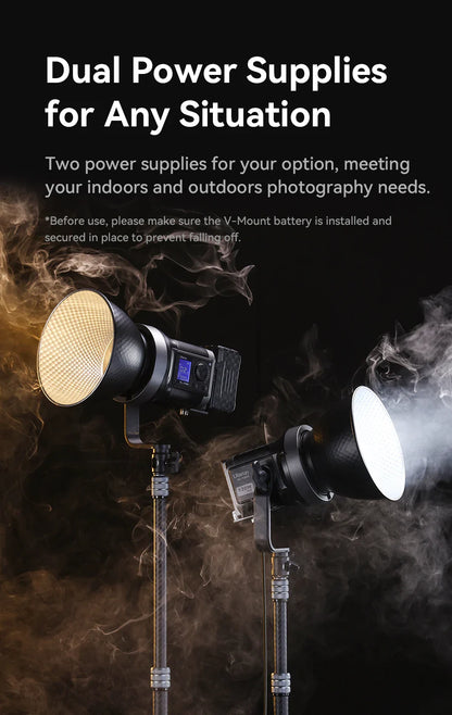 Ulanzi VL-120Bi VL-120C 120W V-Mount COB Light – Wireless APP Control, 2700K-6500K Video Light for Skit Video Photography