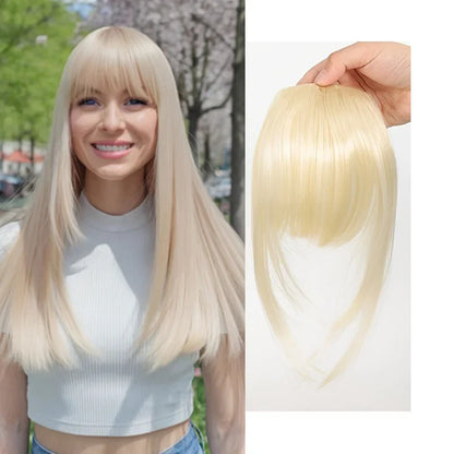 Synthetic Clip-In Bangs - Wispy Side Fringe Hairpiece in Dark Brown for Women