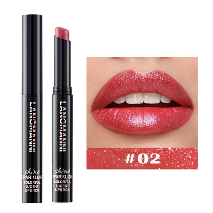 LANGMANNI Pearlescent Lipstick - Slanted Tip Long Lasting Color Lip Gloss Makeup