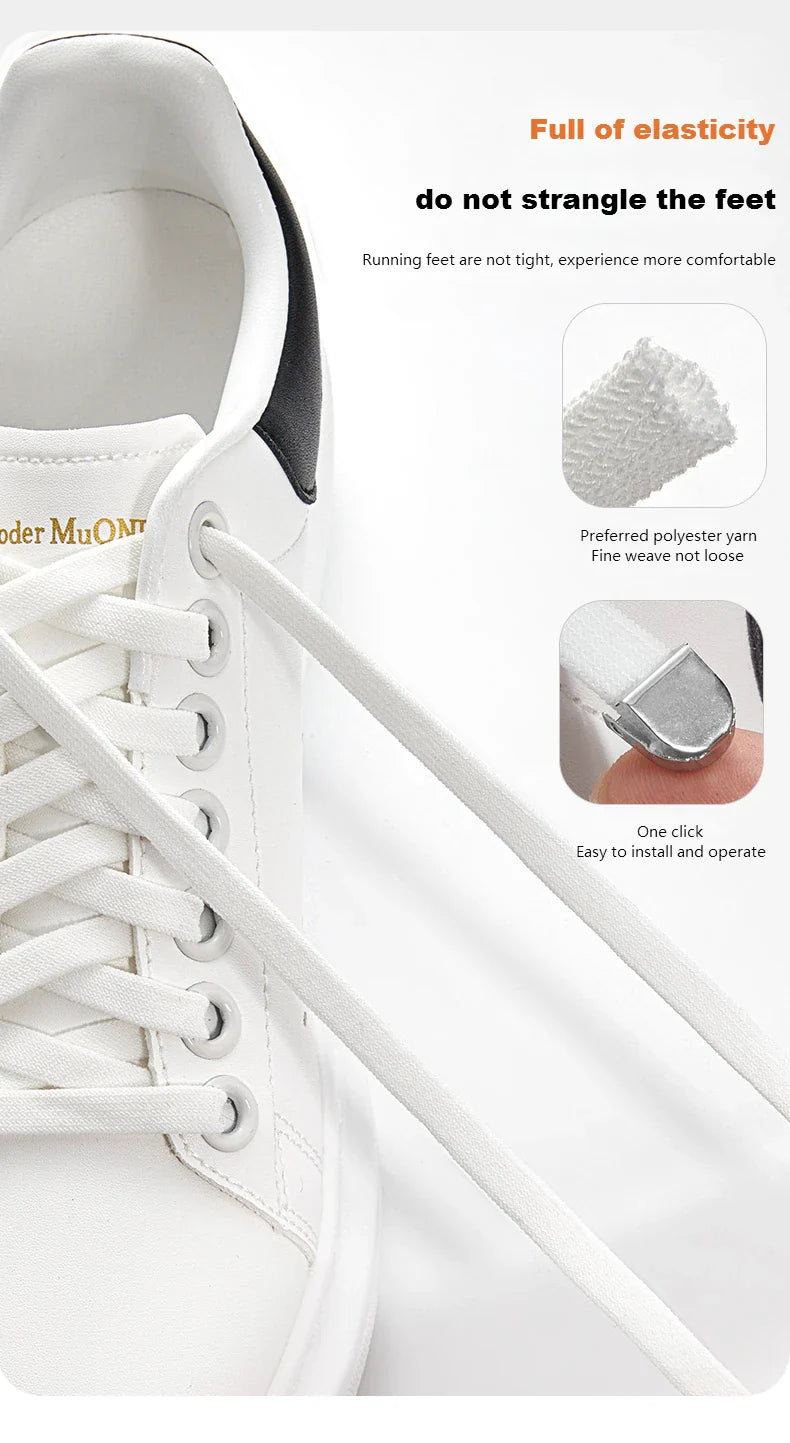 No-Tie 8MM Flat Elastic Shoelaces – Quick Sneakers Laces for Kids & Adults, Shoe Accessories