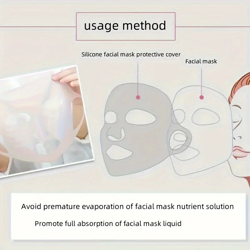 Silicone Mask Cover — Ear-Mounted Reusable Facial Care Tool for Moisturizing & Essence Absorption