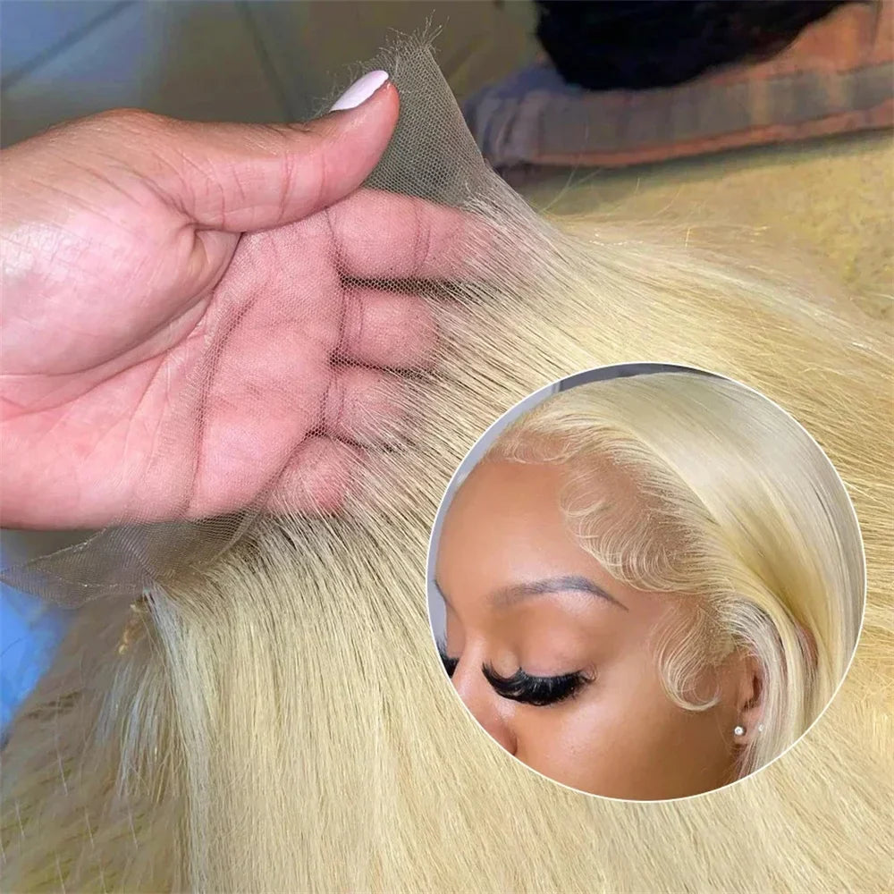 220 Density Straight Blonde 613 HD Lace Frontal Wig – 13x6/13x4 Brazilian Human Hair Colored Wig for Women