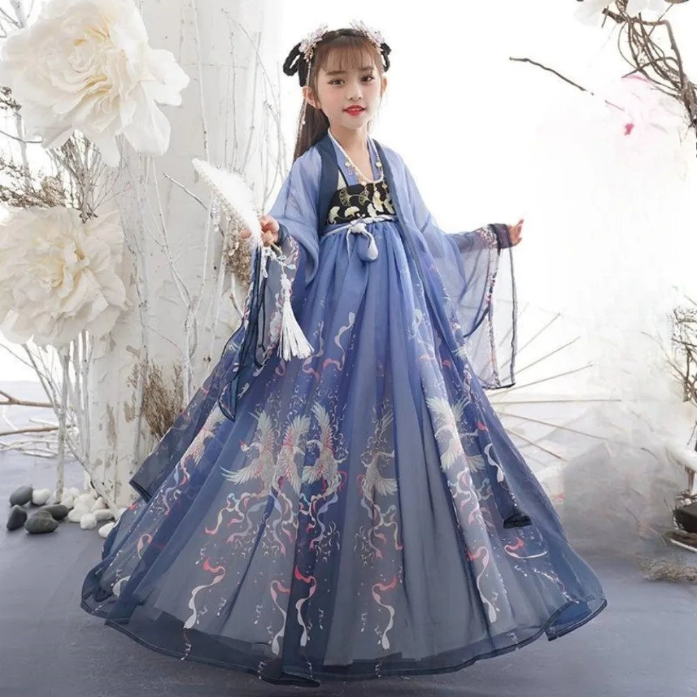 Girls Hanfu Fairy Dress - Ethnic Style Cosplay Costume for Dance, Stage & Parties