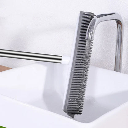 Long Handle Rubber Broom: Pet Hair Remover with Squeegee - Ideal for Fluff Carpet and Hardwood Floors, No Scratch Guarantee