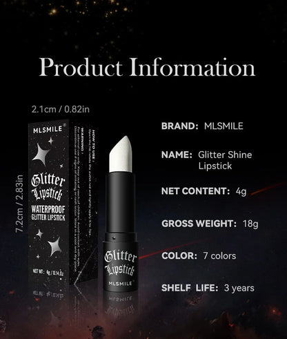 7-Color Glitter Lipstick – Waterproof, Long-Lasting Diamond Pearlescent Metallic Lip Gloss for Women