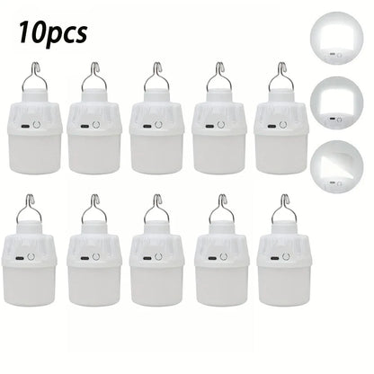 Portable LED Camping Light Bulb USB Rechargeable – 1/2/3/5/10PCS Outdoor Hanging Lamp with 3 Lighting Modes (White/Orange)