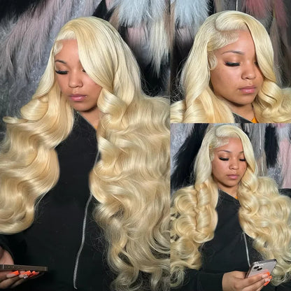 613 Blonde Lace Front Wig – 13x6 Human Hair, 250% Density Body Wave, Pre-Plucked 26 Inch Lace Front Wig