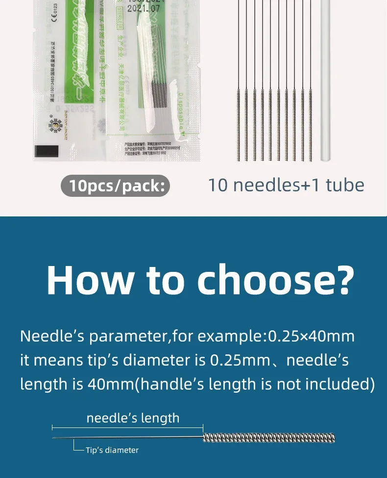 Zhongyan Taihe 500 Acupuncture Needles — Disposable Sterile Needles with Tube for Beauty & Massage