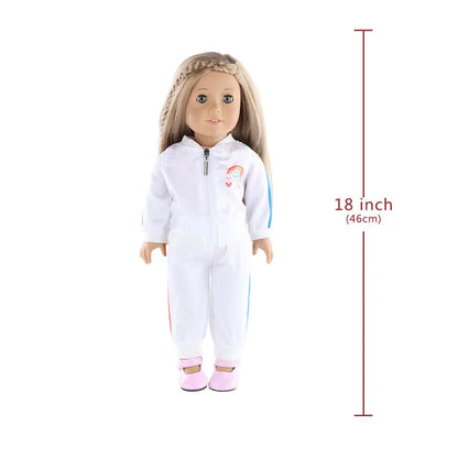 Cute Rainbow Sweat Suit for 18-Inch American Doll — Daily Casual Outfit for Reborn Dolls, Our Generation Girl’s Toy Gift