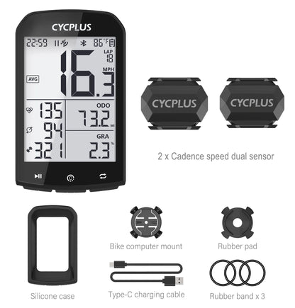 CYCPLUS M1 GPS Bicycle Computer - Bluetooth 5.0 & ANT+ Cycling Speedometer | Speed Meter Compatible with Garmin Zwift | Bike Accessories