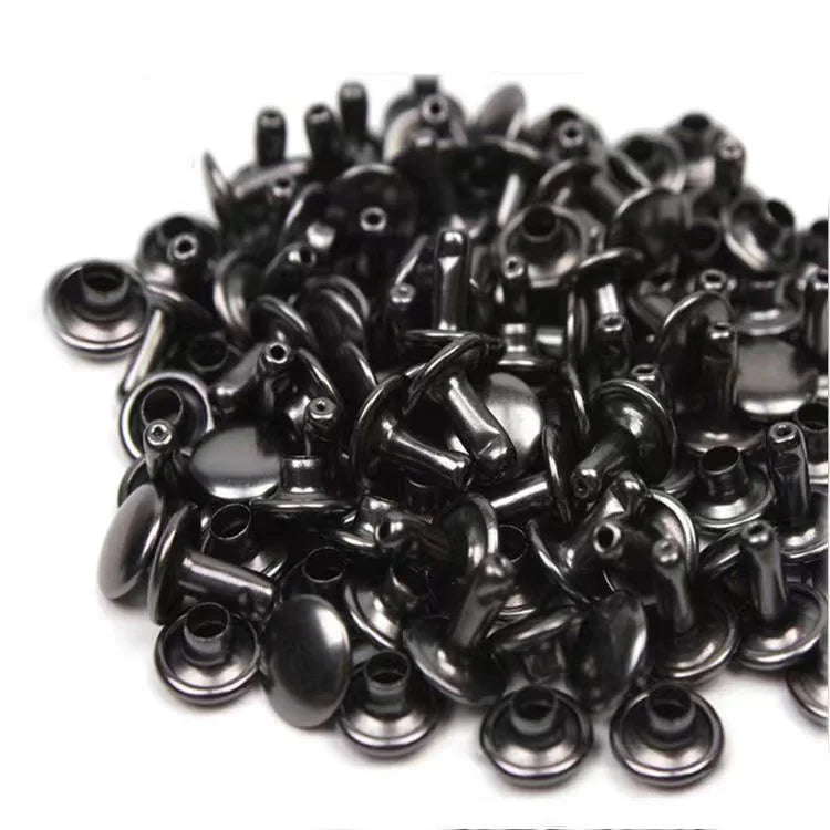 100 Sets Metal Double Cap Round Rivets 6-8mm – Nail Spike Studs for Leather Craft, Shoes, Bags & DIY Accessories