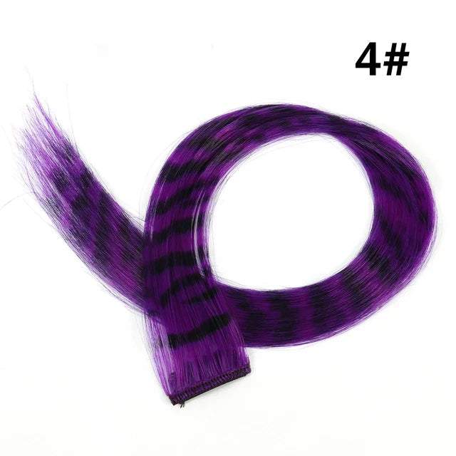 18" Synthetic Long Straight Hair Extension – High Temperature Clip-In Hairpiece, Feather Wig in Blue Rose Color for Women