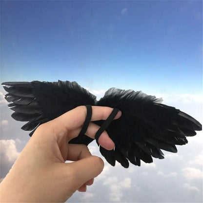 Mini Feather Angel Wings – White & Black Craft Prop for Kids, Newborns, Pets, Dolls, Party & Holiday Decorations