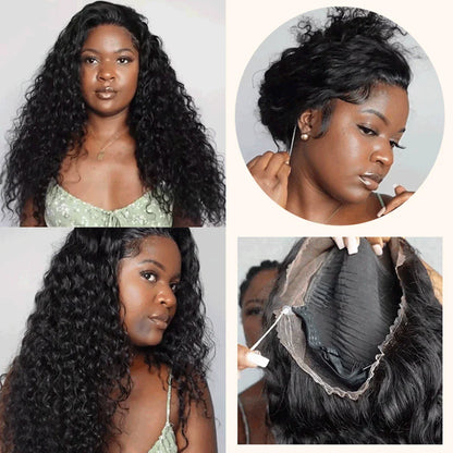 250% Density 360 HD Full Lace Glueless Wig – 30 Inch Deep Water Wave Frontal Human Hair Wig